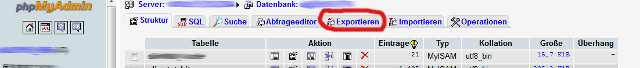 Exportieren - Datenbank
